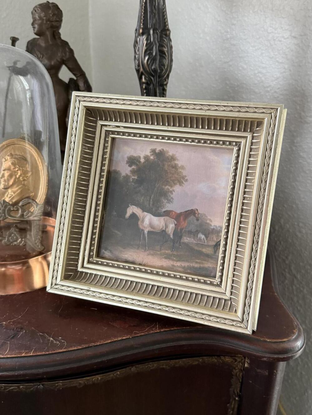 Vintage Style Horses Landscape art print Framed